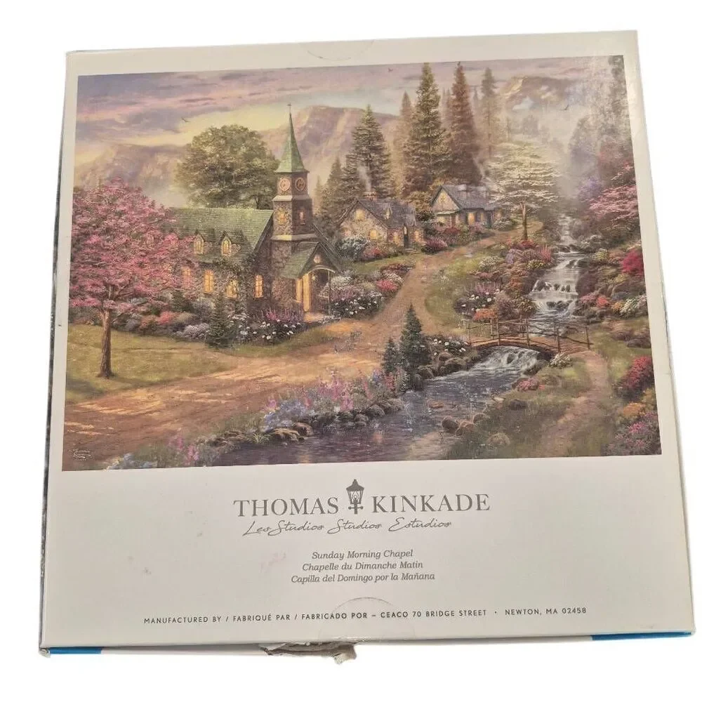Ceaco Thomas Kinkade Sunday Morning Chapel 1000 pc Jigsaw Puzzle, Box Damaged